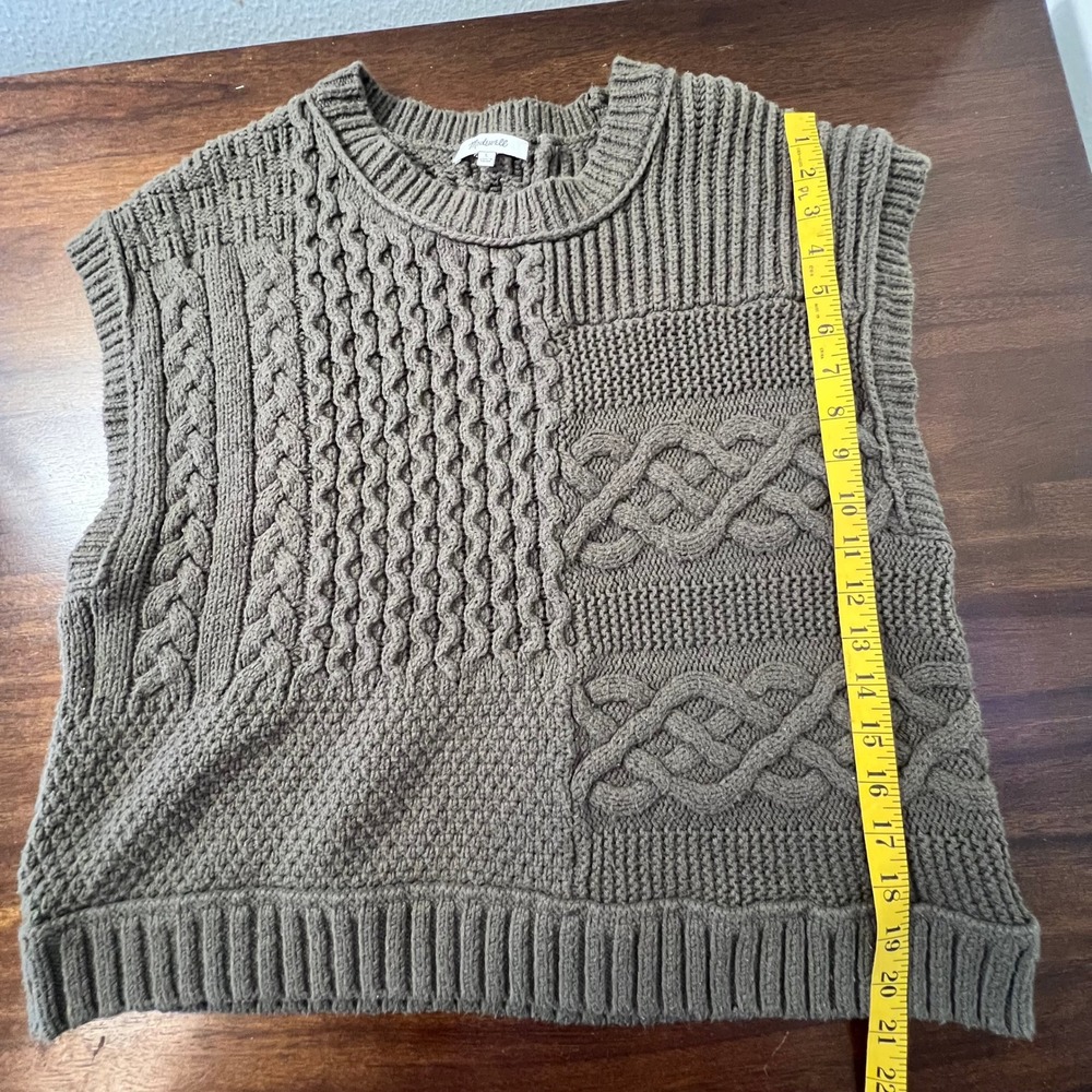 Madewell Patchwork Cable Knit Top Large Granola E… - image 7